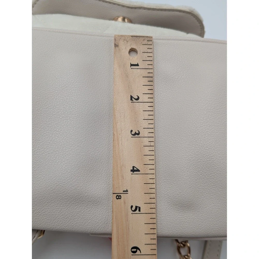 Juicy Couture Backpack‎ Women Small Cream Quilted Velvet Heart Logo Pouch NWT